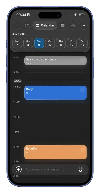 Luzzi calendar day view on iPhone